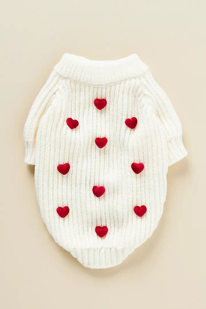 Cream Heart-3D Motif Pet Sweater - Image 2